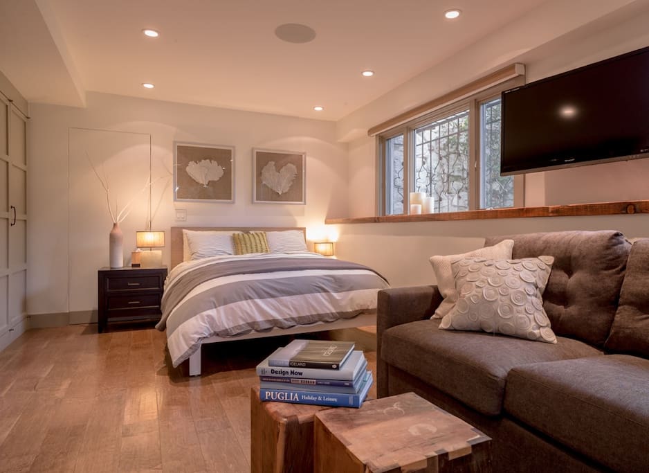 The large suite includes a sofa bed and sitting area