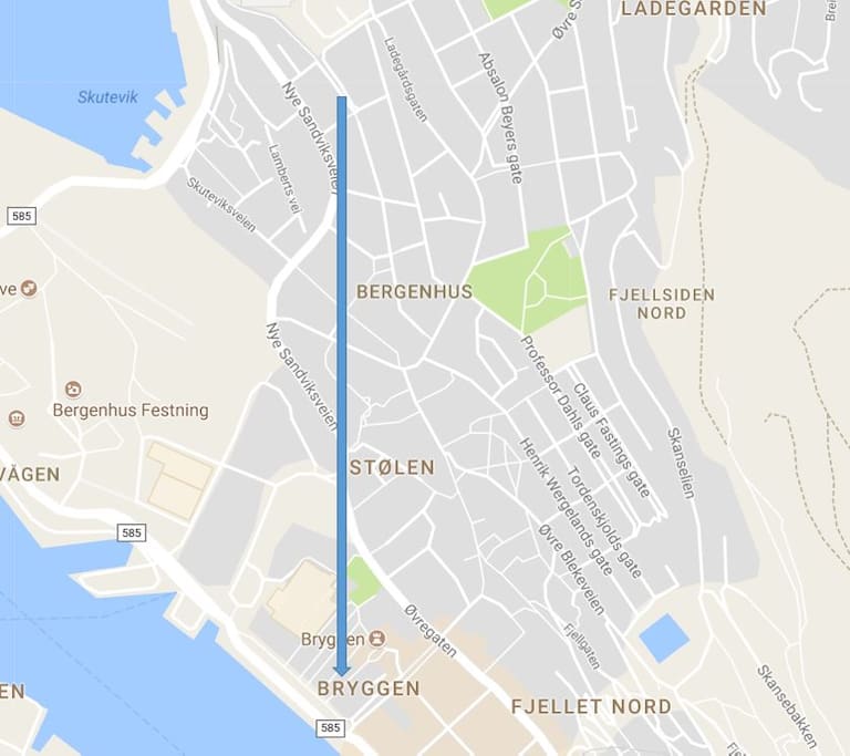 10 minutes walk to Bryggen
