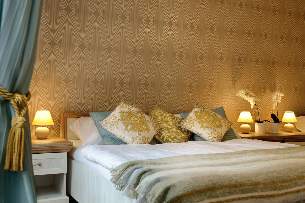1st Bedroom: stylish 2 double beds with high-quality mattresses