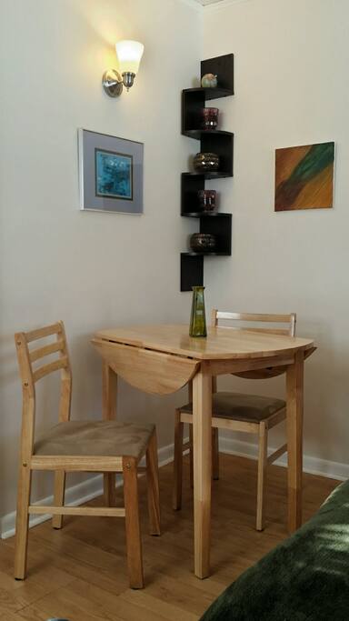 Workspace and/or in suite dining.