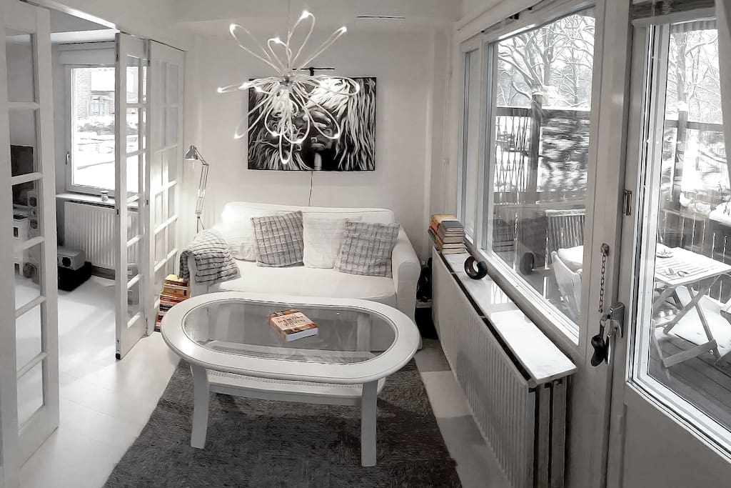 cozy area view or bedroom 2 with extended sofa ( bed mode 122 cm × 205 cm)