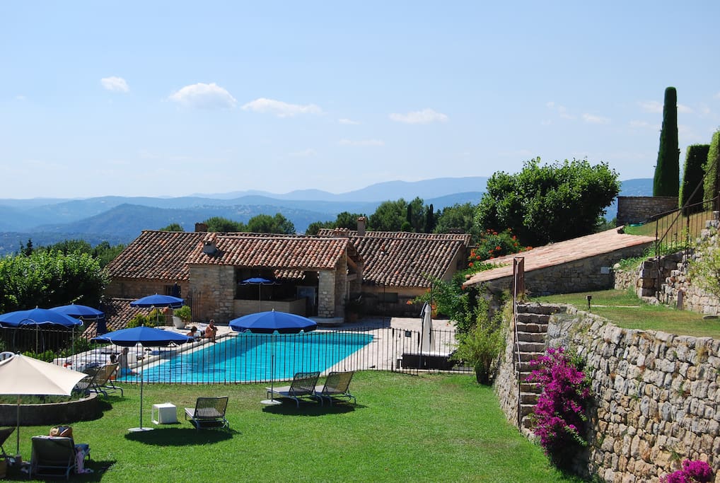 Club pool and restaurant