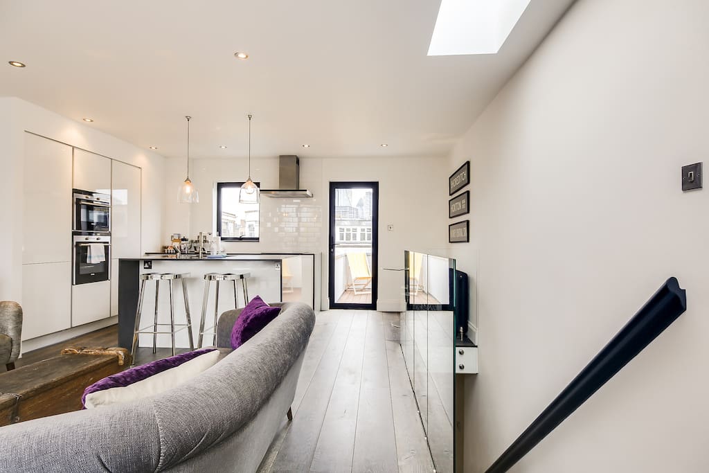 There are sleek wooden floors...