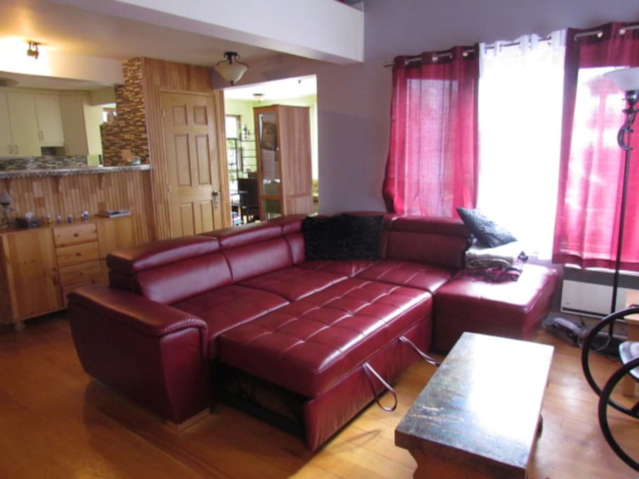 New sectional that opens as a bed.