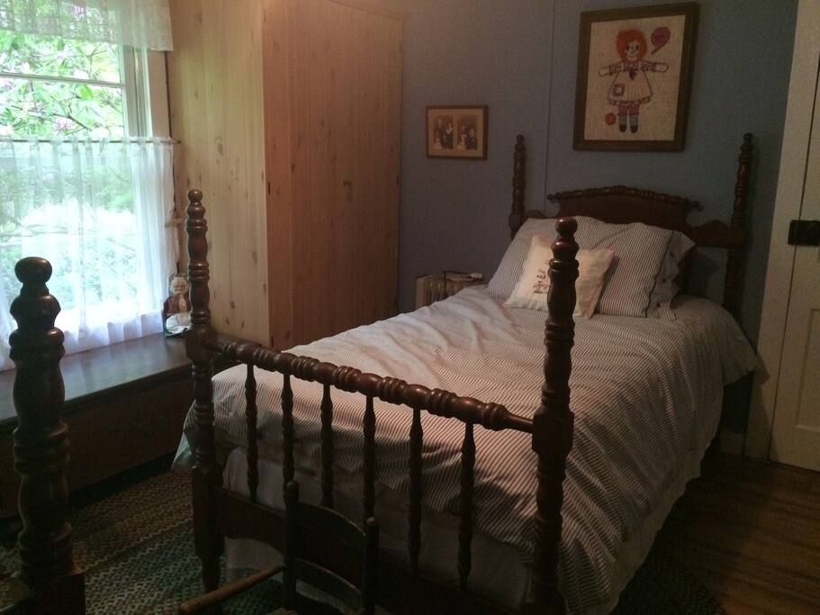 Part of bedroom with two single beds