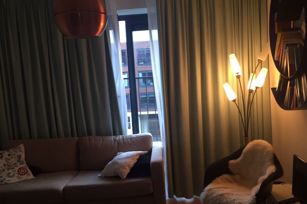 The double set of curtains blocks out light