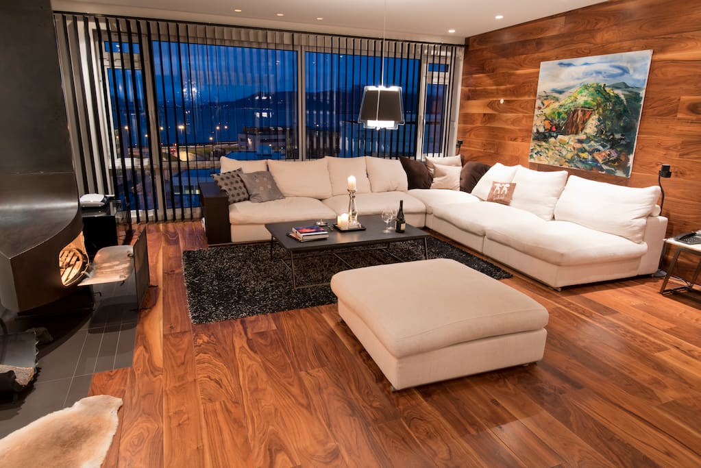 Living room with fireplace