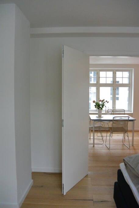 View from bedroom to livingarea