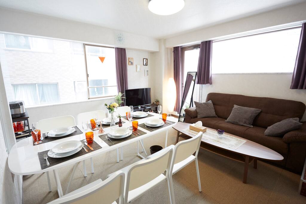 Living room and dining room.