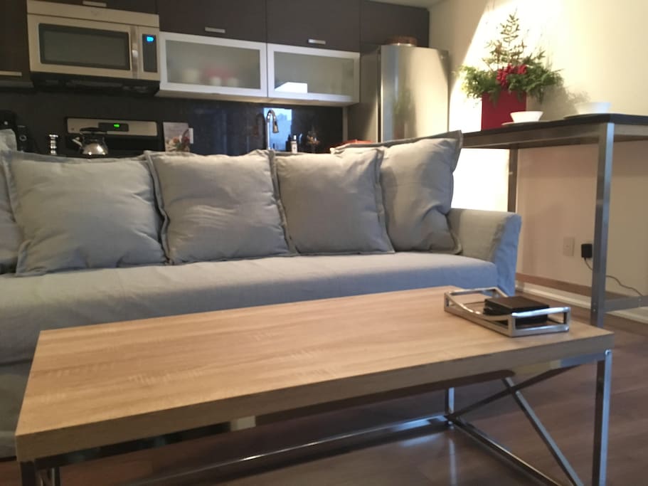 Comfortable couch that opens for a third bed