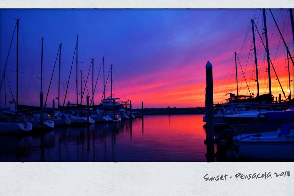 beautiful sunset at the harbor.