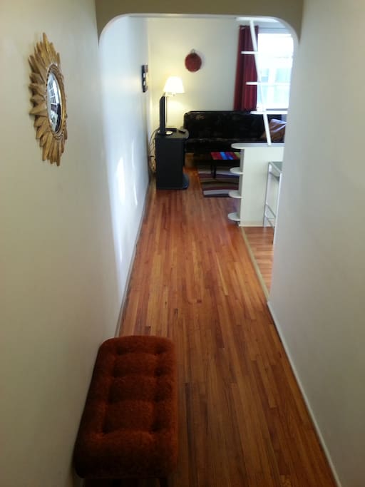 Welcome to the Sunshine Suite. Original hardwood floors and lots of morning sun!