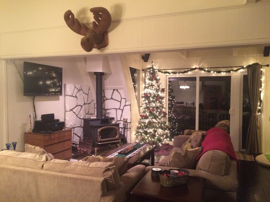 Cozy family area with a touch of Christmas spirit.