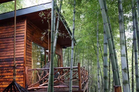 莫干山风景区山脚下被竹林环抱静谧的独栋小木屋—莫干山国际登山步道必经之地【足不出户看无敌山景】