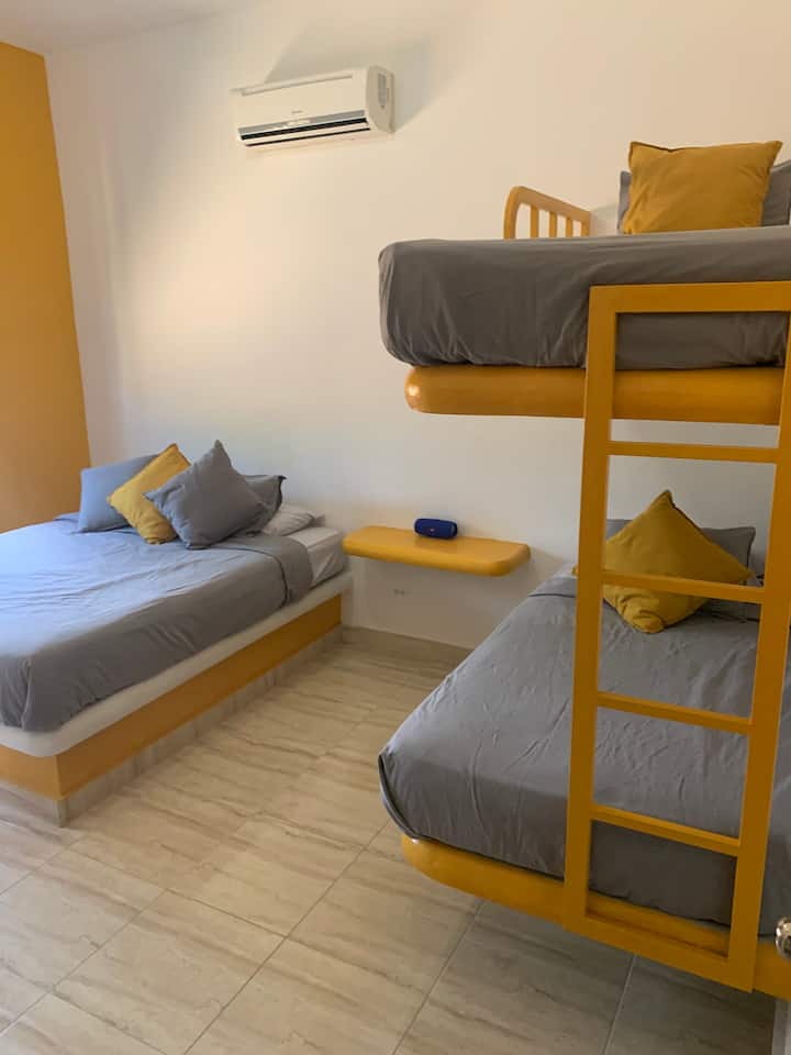 Third room
- Queen
- Bunk bed with 2 twin beds