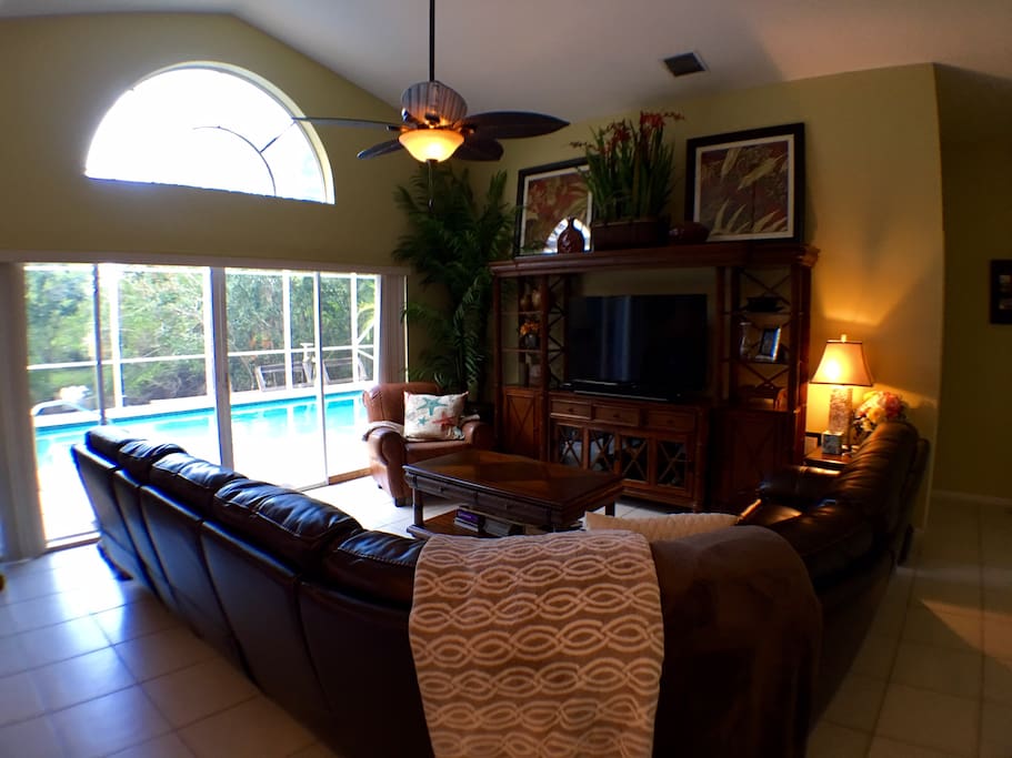 Great view of the pool, dock and Jones Creek Preserve. Private mangroves