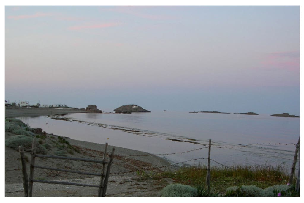 View of the rocks of Pouria from the Skyros Studios property and the east sitting area.