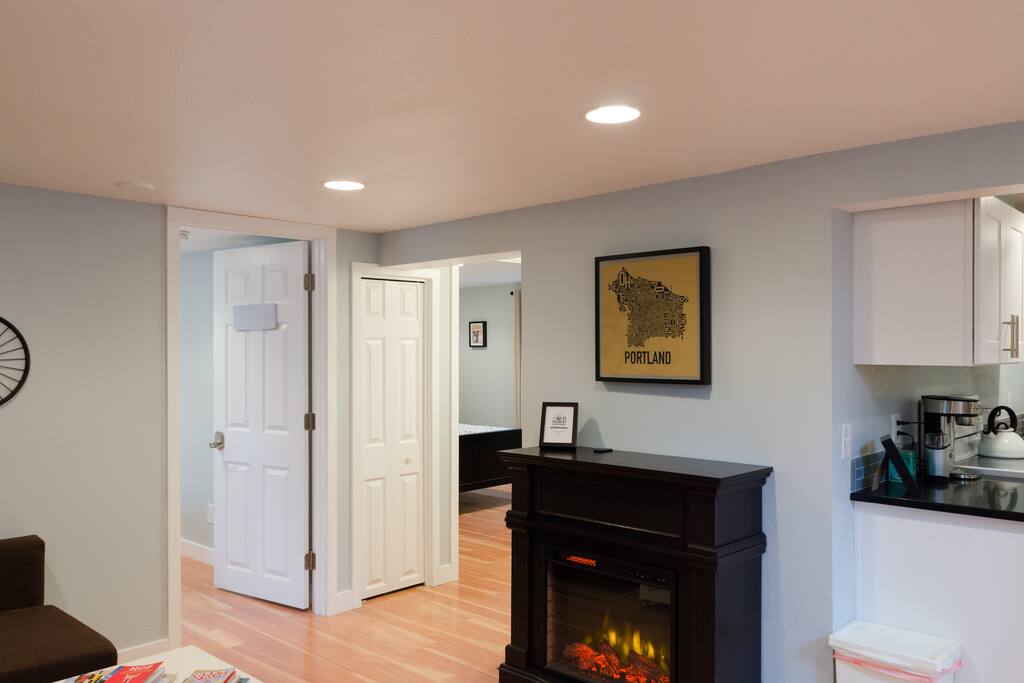 Feeling chilly? No problem! Our electric fireplace will keep you warm on those cold days and nights.