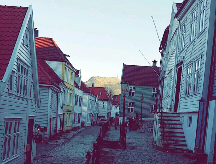My street with Ulriken Mountain in the background