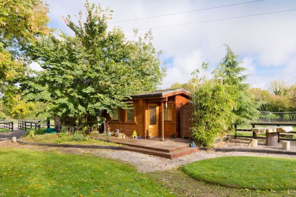 The Tara Room, a quiet wood cabin set in beautiful Tara Lodge for glamping style accommodation.
