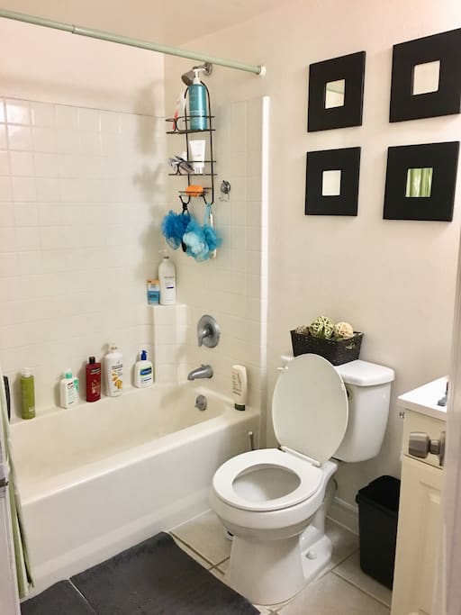 Bathtub has hot and cold water and ready to use