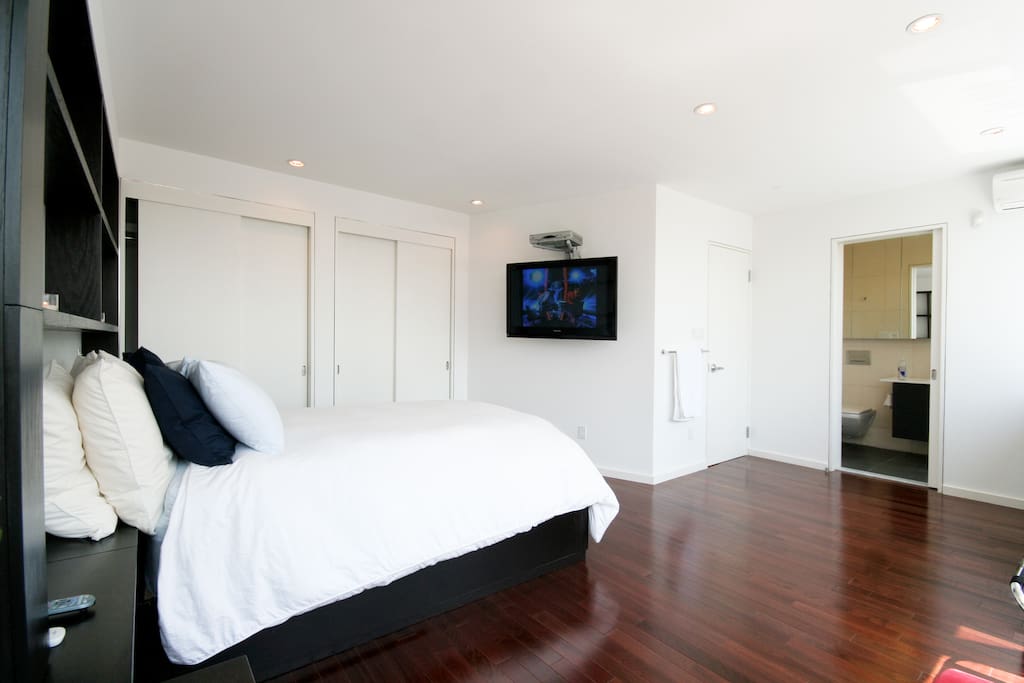 Queen size bed, TV and lots of Closet space