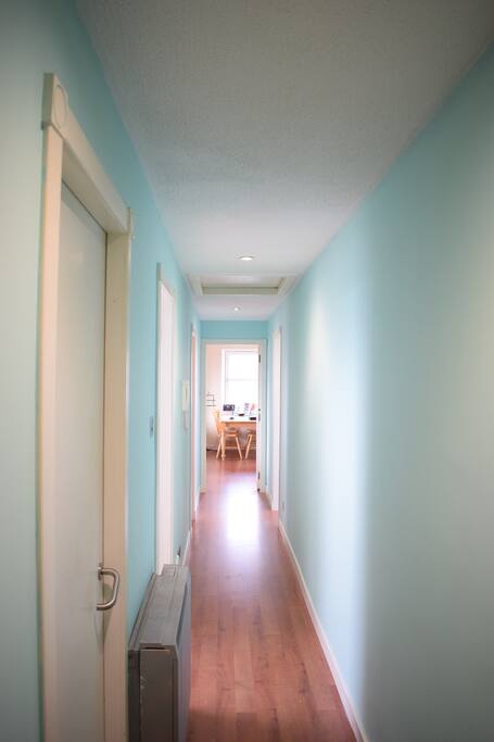 Our main entrance hallway - redecorated to bring lots of light into the apartment :)