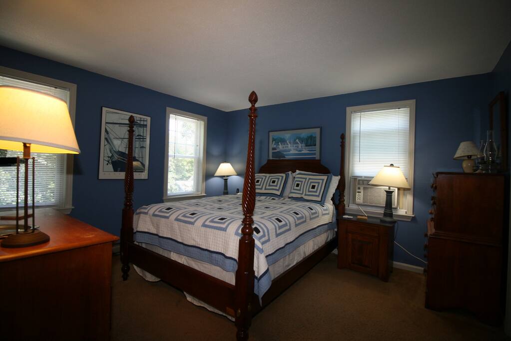 A brand new 4 poster bed and mattress awaits you in the Master