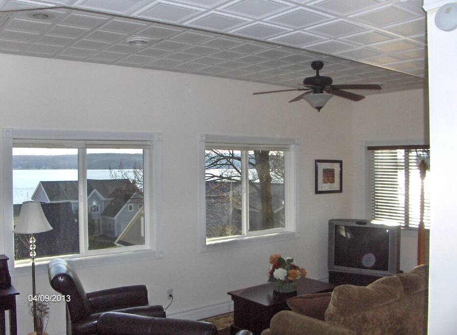 Living room with great view of lake!