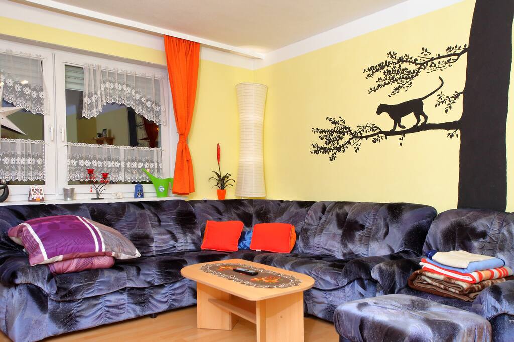 The living room with your couch.