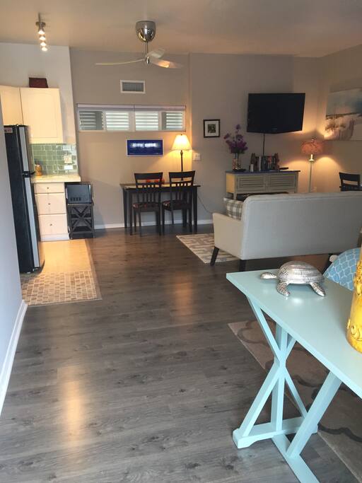 After you enter your private entrance, you will love the beach feel to the 600 square feet studio.