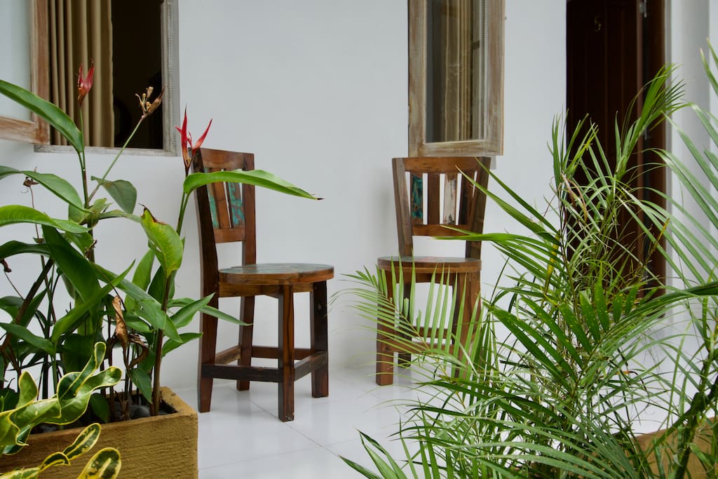 Downstairs balcony with sitting area