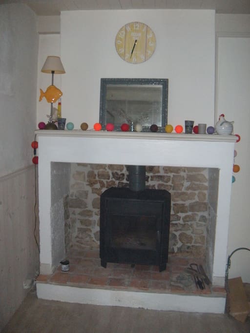 cheminée avec poêle à bois