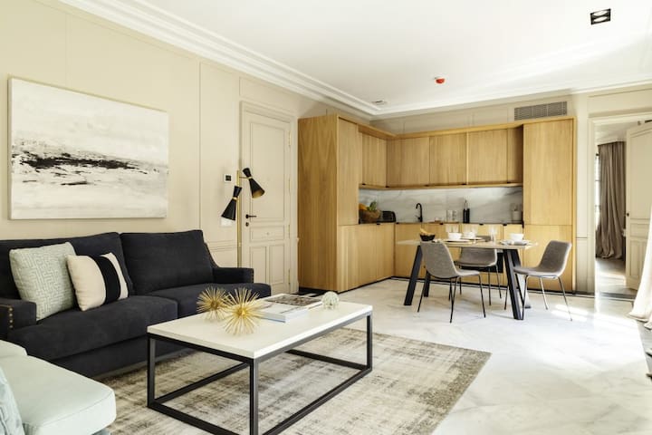 Luxury apartment with balcony in master bedroom