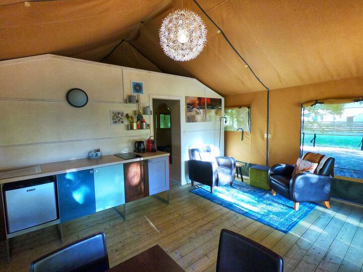 Glamping Safari Tent With Spa Tub At La Fortinerie - Pays de la Loire