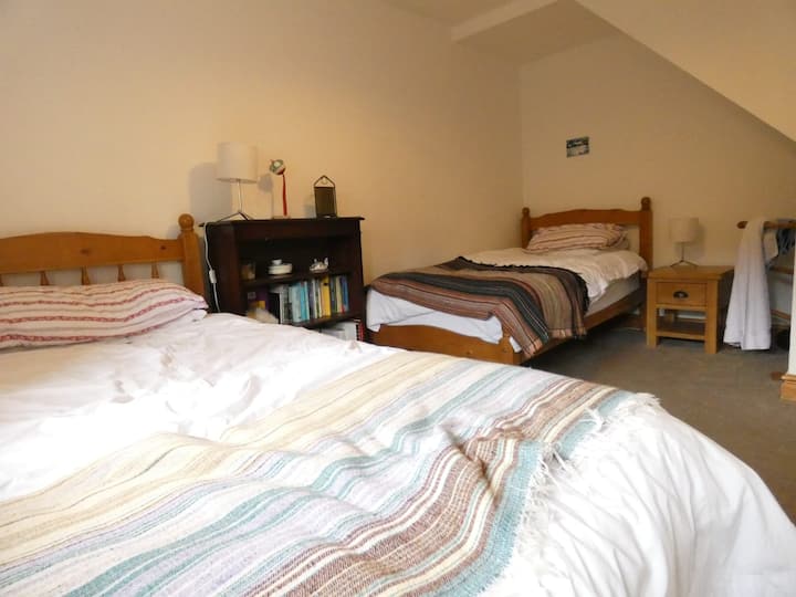 Dos camas individuales en el segundo dormitorio