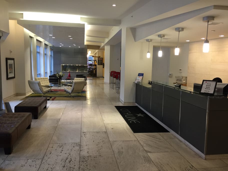 Building lobby + concierge