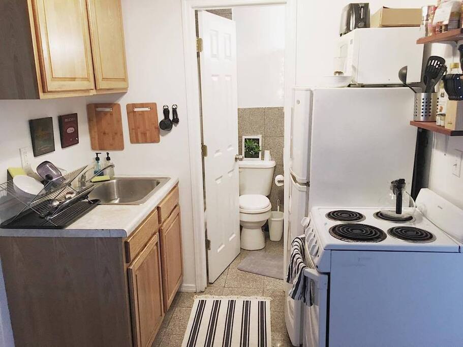 shared kitchen and bathroom