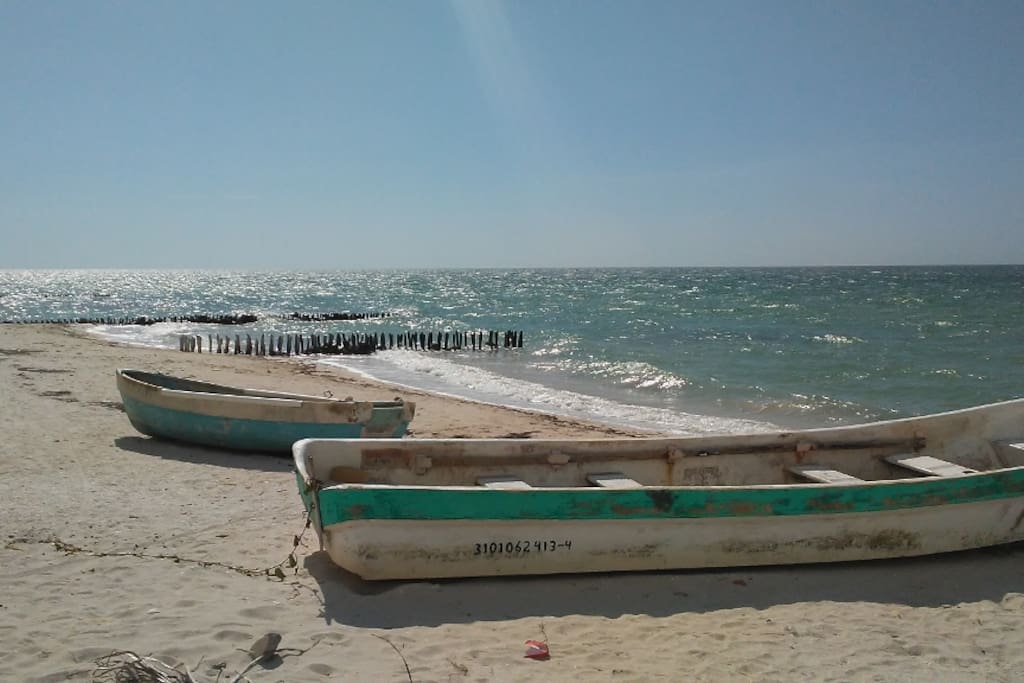 this is the beautiful Yucatan gulf coast beach 1 block away