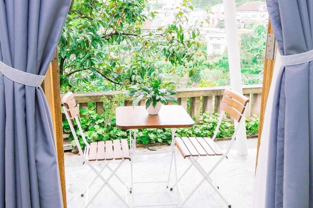 The room is open to beautiful garden and panoramic valley view
