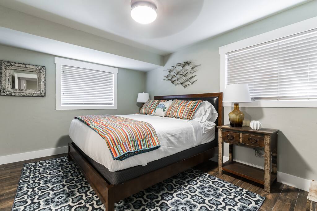 Master bedroom with King bed, pillow top mattress and luxury linens