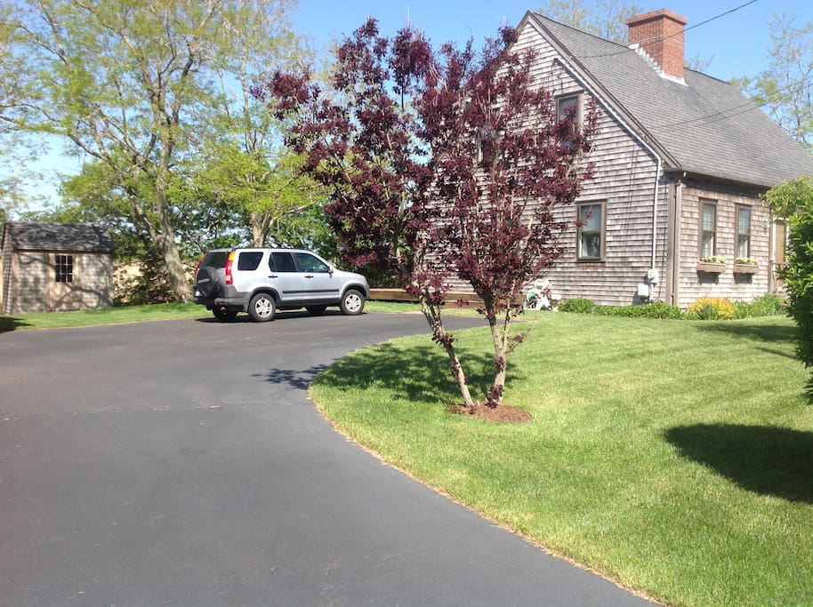Side picture with large driveway for lots of parking