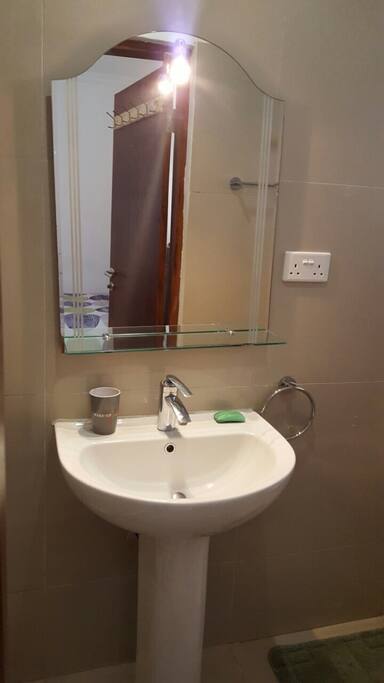 Private bathroom with heated water available