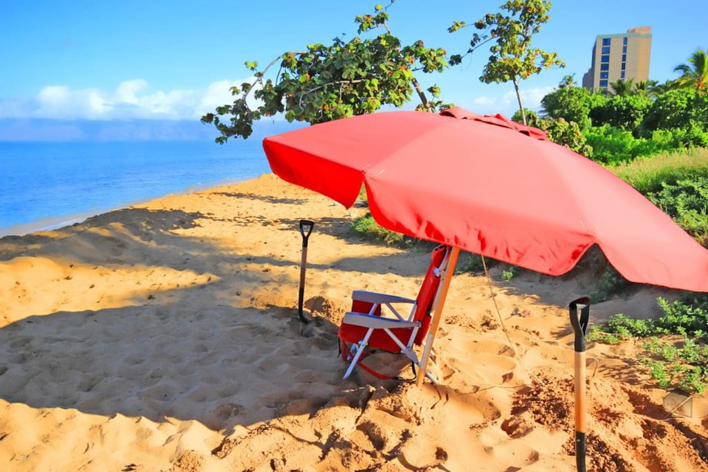 Grab a beach chair and umbrella for a day at the beach. InvitedHome provides beach chairs and umbrellas in each condo for guest use.