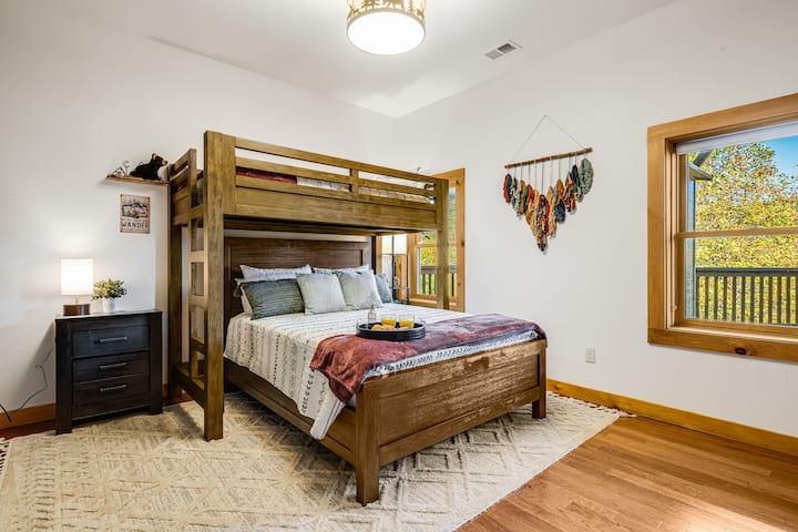 Spacious and fun — featuring a Queen bed and Twin XL bunk for flexible family or group stays.