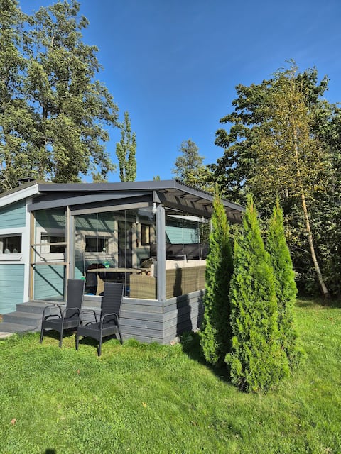 Cabin on a sunny sandy beach