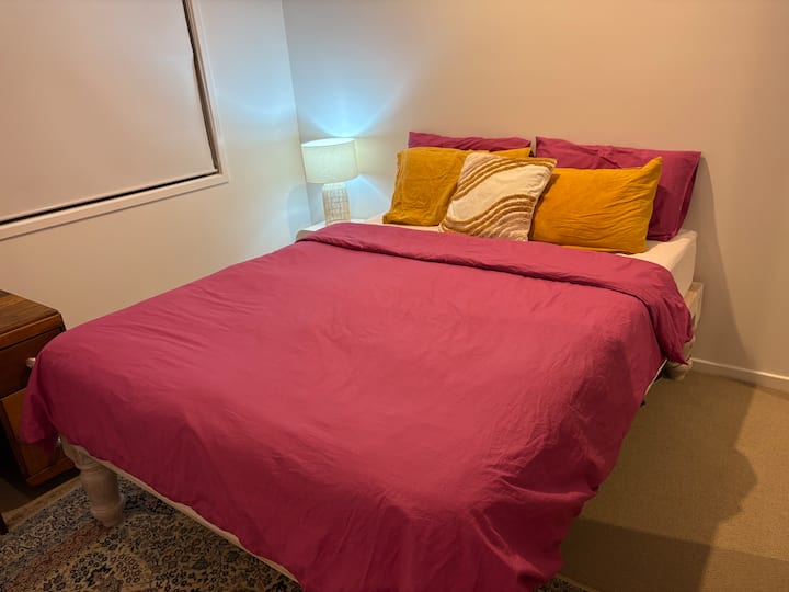 Queen bed with storage plus a blow up mattress