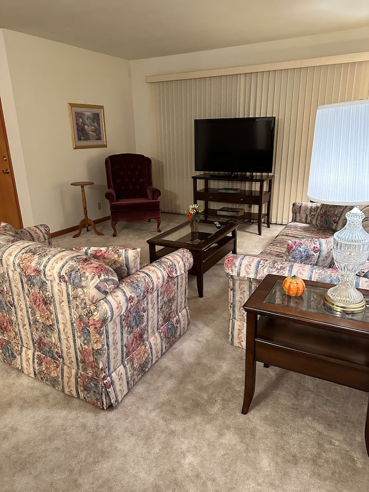 ヴィンテージスタイルのリビングでRoku TVをお楽しみください。