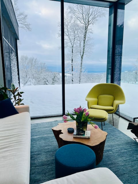 Modern retreat, Catskill views from Pool & Hot Tub