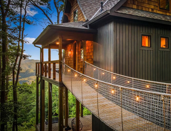 The Smoky Mountain Treehouse, Views, Cedar Hot Tub